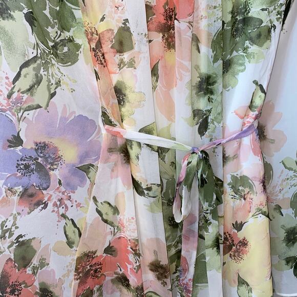 Seventh Avenue Sheer Floral Dress w/ white lining and cape sleeves, Size 8 - Picture 8 of 13